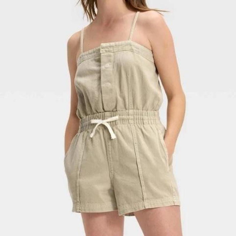 Universal Thread Women's Denim Beach Romper Shorts Romper with Pockets